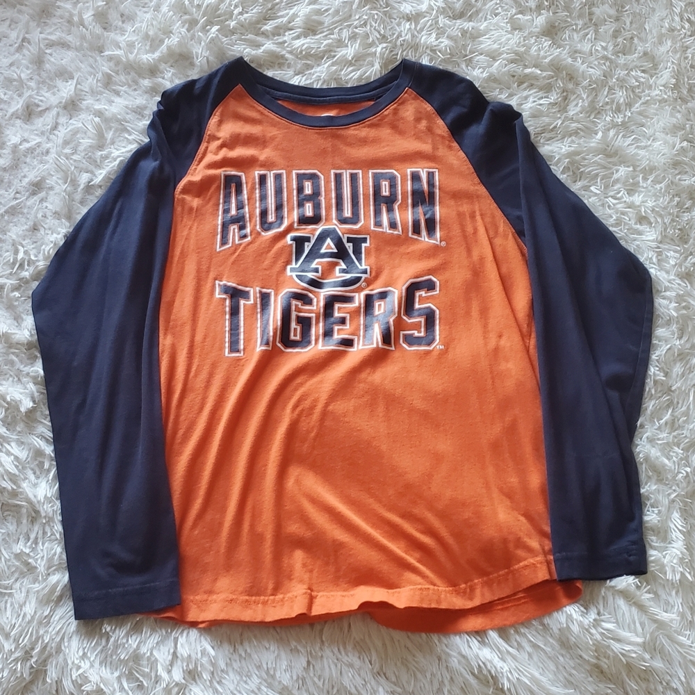 Auburn Tigers Mens Long Sleeve 100% Cotton Shirt, Orange & Blue, Large Sport Tee